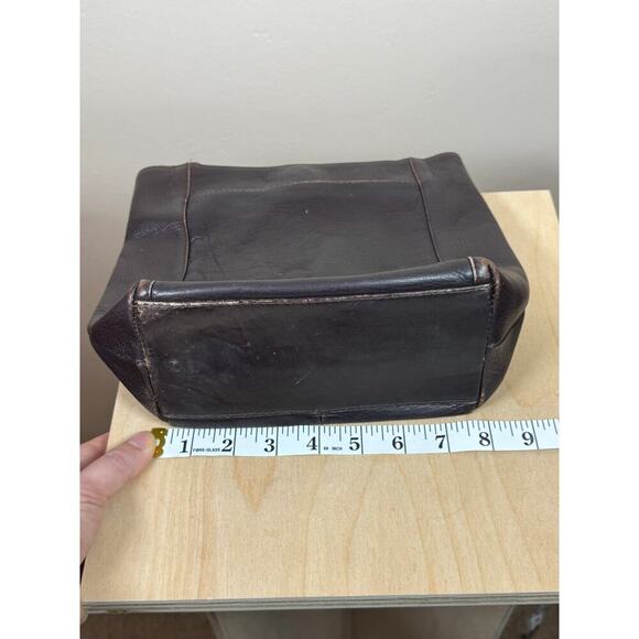 Vintage G.H. Bass Dark Brown Genuine Leather Tote Bohemian Cottagecore - Picture 10 of 16